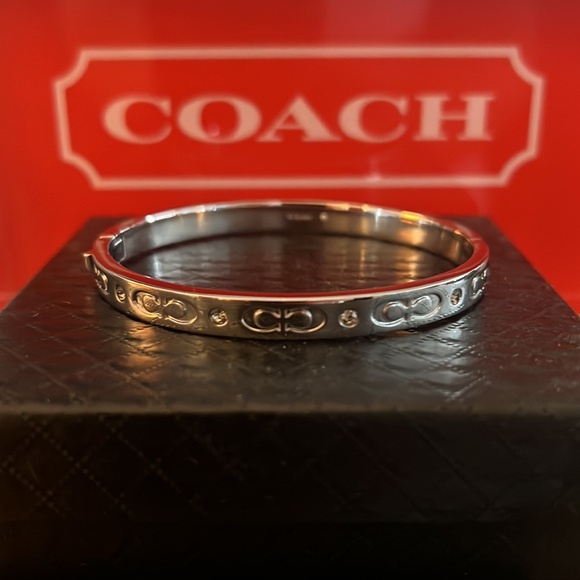 Coach Signature Silver Bangle with Rhinestones (NWT) - Picture 1 of 7